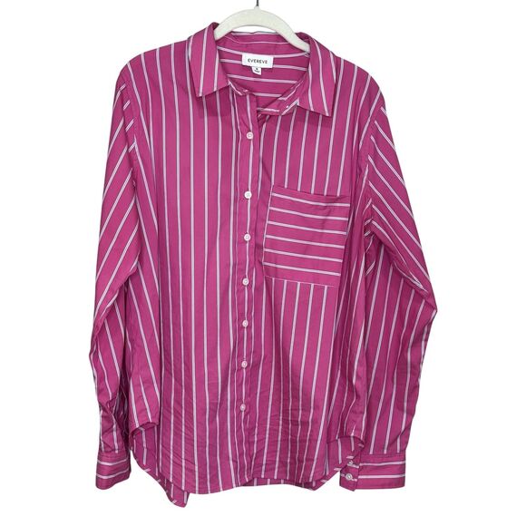 Evereve Tops - Evereve Shirt Womens Medium Long Sleeve Button Up Collared Striped Top